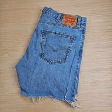 Levis 405 Denim Shorts Men W40 Blue Cut Off Raw Hem Casual Summer 39864-0042