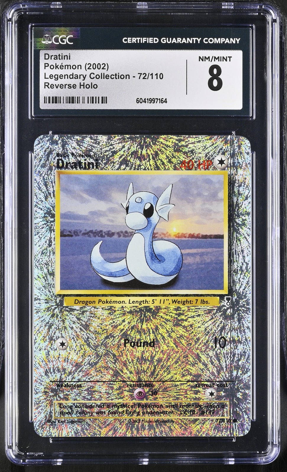 CGC 8 Dratini 2002 Legendary Collection 72/110 Reverse Holo Pokemon Card psa