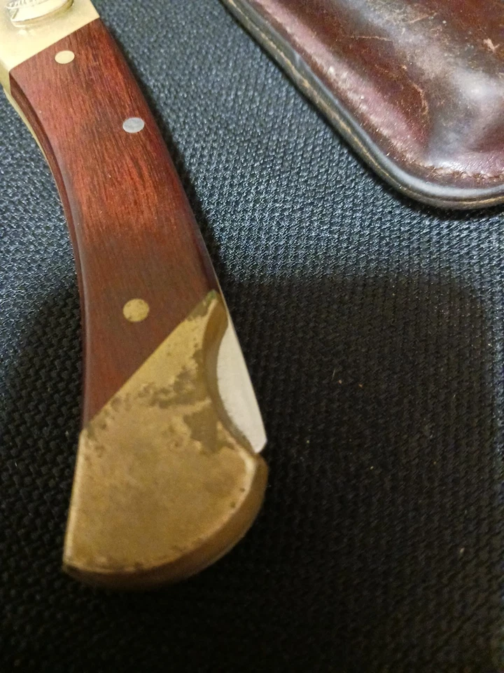 TÍO HENRY LB 7 SCHRADE con emblema Thiokol con funda de cuero hecho en EE. UU. Foto 2 de 4