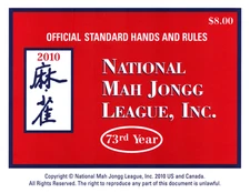 2010 National Mah Jongg Official Hands and Rules Card 73rd Year Large Size