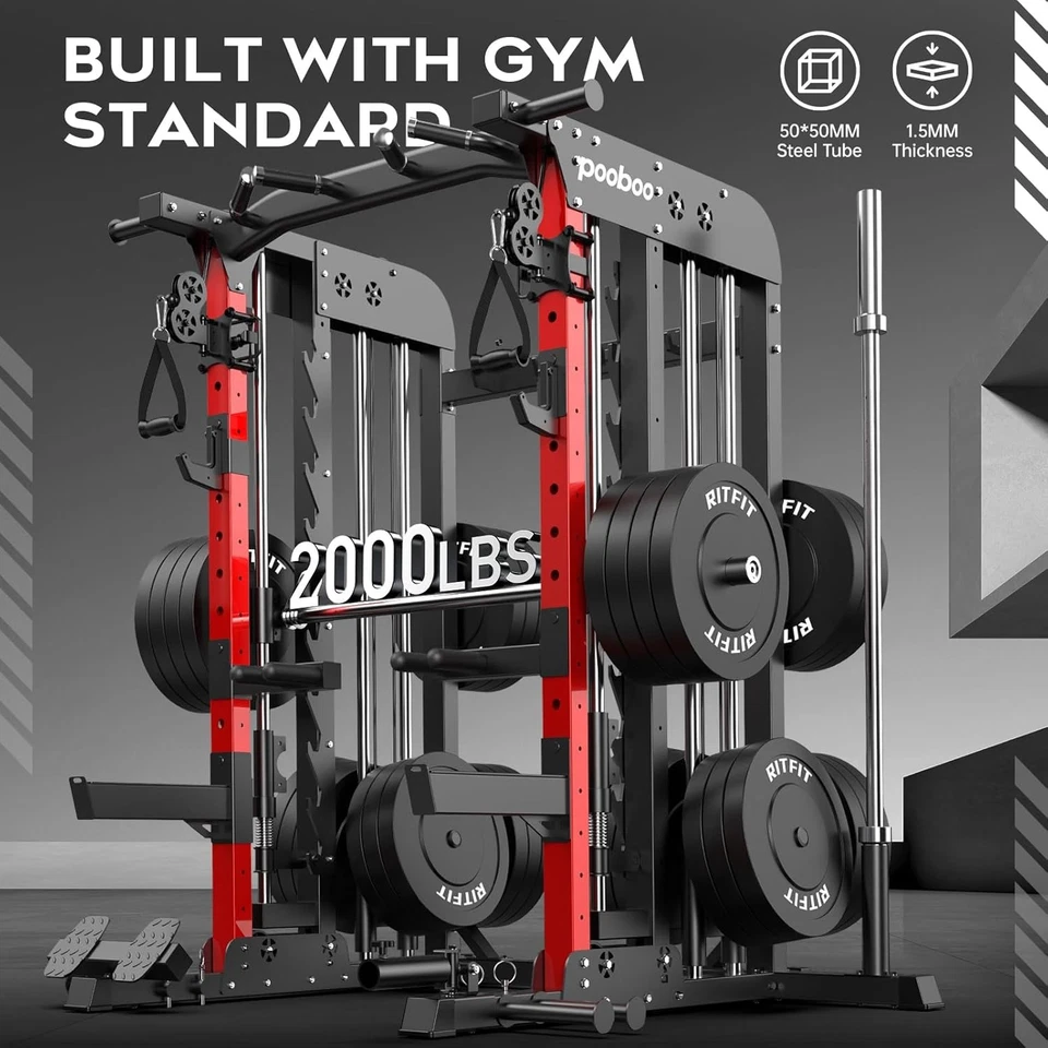 Home Gym Smith Cage System Training Smith Machines All-In-One Home Gym Squat - Image 2 of 4