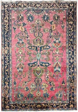 4.4 x 7.0 Antique Perrsian Sarouuk Carpet Grandma Rug #F-6296