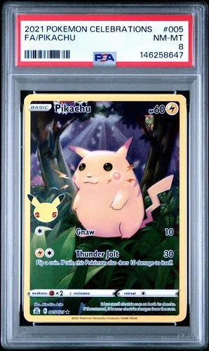 PSA 8 - PIKACHU 2021 POKEMON CELEBRATIONS FA 005/025 FULL ART Red
