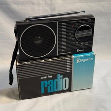 KINGSTON Vintage Portable AM/FM Radio Model 838 W/Box, Earphone Jack-WORKS 