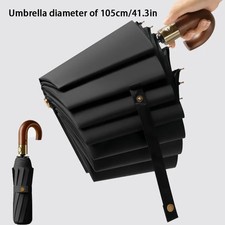 Automatic Folding Umbrella Windproof UPF50 UV Curved Handle Sun Rain Compact