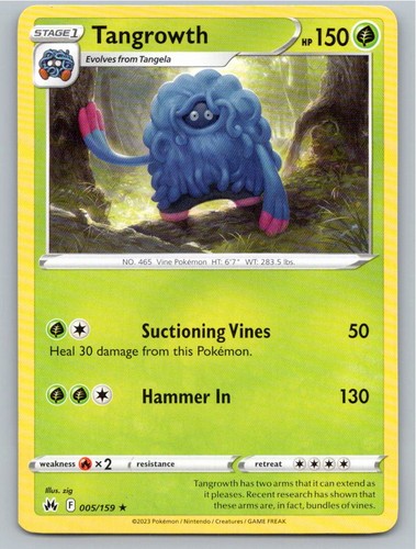 2023 POKEMON TANGROWTH CROWN ZENITH 005/159 R NM A74119 FREE S&H