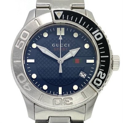 GUCCI G-Timeless Sport YA126253 126.2 Quartz Navy Sherry Line Date Indicator