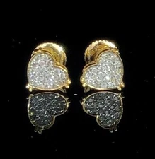 2Ct Round Cut Simulated Diamond Cluster Stud Earrings In 14k Yellow Gold Plated