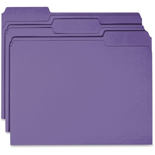 Business Source Colored File Folder - 1/3 Tab Cut - 11 Pt. - Purple - 100 / Box - Picture 2 of 6