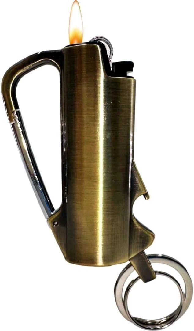 Case. Carabiner Keychain Bic Lighter Holder With Bottle Opener. 3 Colors
