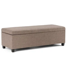 Avalon 48 inch Wide Contemporary Rectangle Storage Ottoman Bench in Fawn Brow...