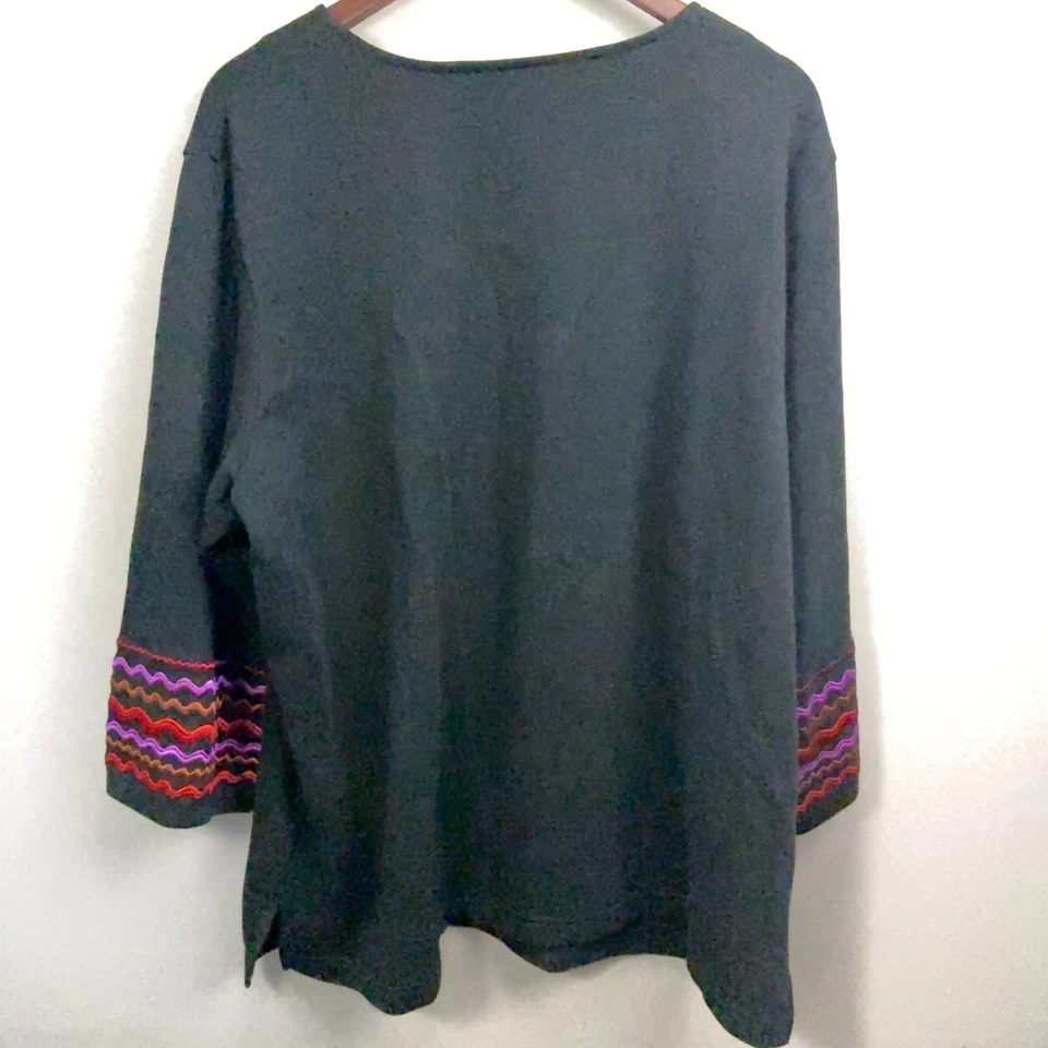 Top túnica boho artística boho Bob Mackie para mujer 2X arte maduro para usar oficina profesional Foto 3 de 4