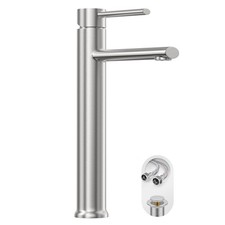 Brushed Nickel Vessel Sink Faucet, Tall Bathroom Faucets 1 Hole Single Handle...