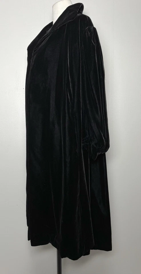 Винтажный 60-х черный бархат качели пальто воздушный шар рукав атласная подкладка Opera вечерняя куртка - Изображение 2 из 4