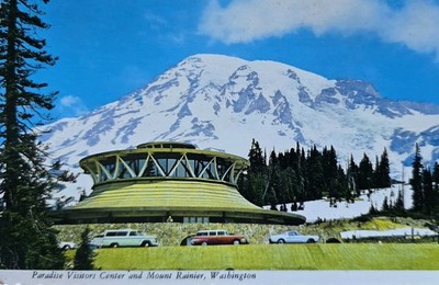Paradise Visitors Center and Mount Rainier, Washington 1970s