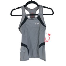 TYR Womens Carbon Tank Top Triathlon Moisture Wicking UPF 50 Gray Black XS