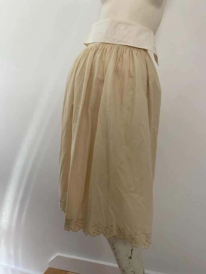 saia de lã de linho antiga vintage chalé menina pequena mulher 1900s bege vitoriano - Imagem 2 de 4