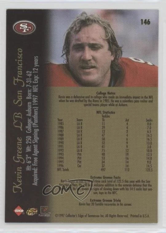 1997 Collector's Edge Extreme Kevin Greene #146 HOF - Image 2 of 2