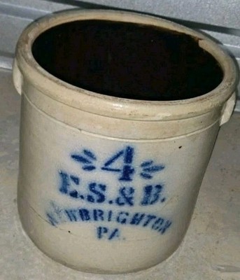 Antique E.S.& B. Salt Glazed Stoneware 4 Gallon Crock Melbourne FL PICK UP ONLY