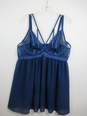 Torrid Caged Rhinestone Babydoll Chemise Plus Size 2X Blue Sleeveless