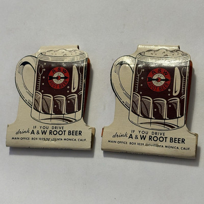 A&W Root Beer Drive-In Advertising Matchbooks Lot of 2 Chippewa Falls WI