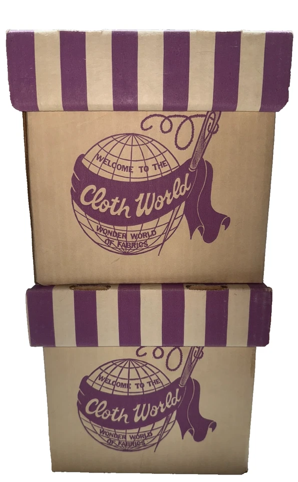 Cloth World Box Wonder World Of Telas Patrón Retro Vintage ¡Juego de 2! Foto 2 de 4