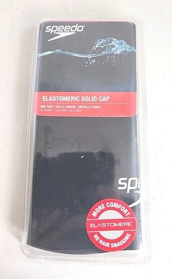 Speedo Elastomeric Solid Silicone Swim Cap, Adult One Size -Black