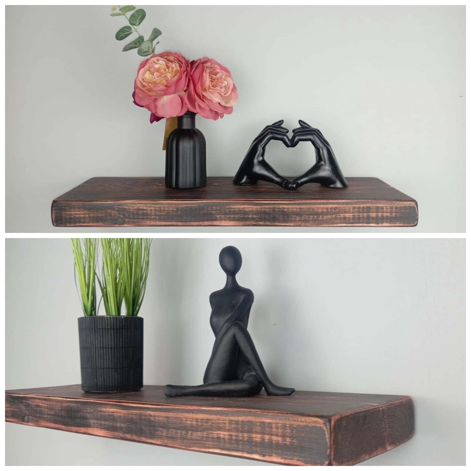 Chunky Reclaimed Washed Floating Wall Shelf 6" 7" 9" Deep Invisible Supports