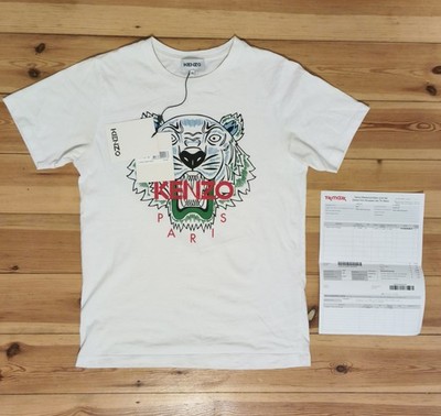 Kenzo Paris Herren T-Shirt Tiger Logo, Weiß, Größe XS, Neu