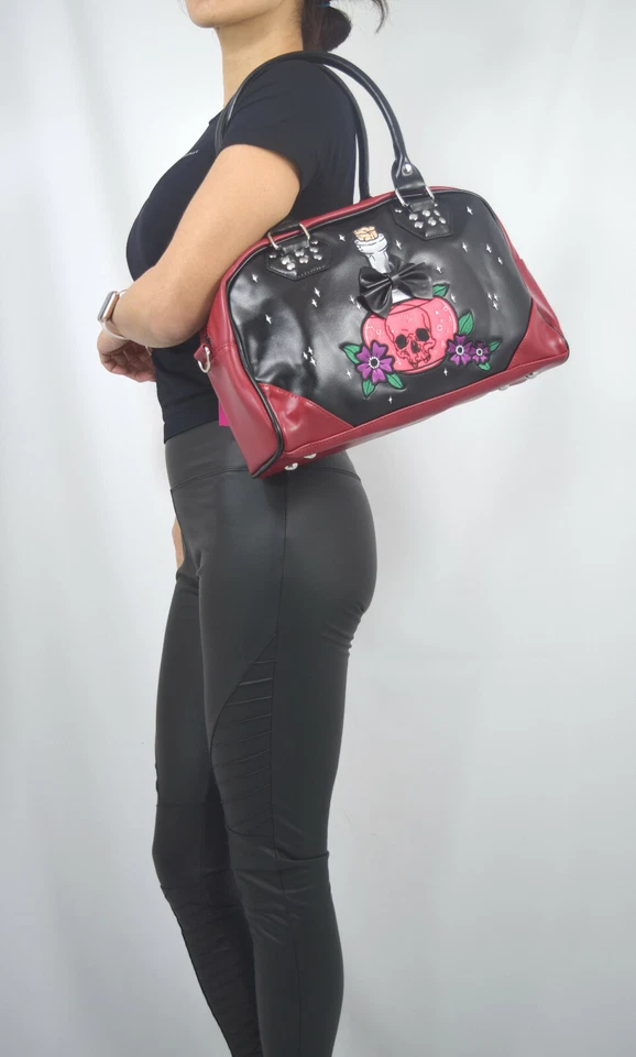 Y2K Gothic Embroidered Poison Bottle Bowler Handbag Purse – Red Black Lost Queen - Image 4 of 4