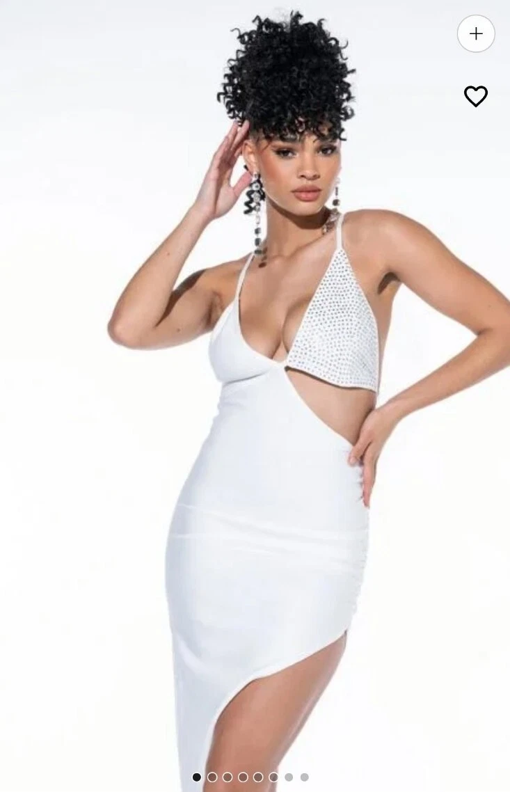 Akira On Your Wishlist White Mini Dress With Rhinestone Bra M