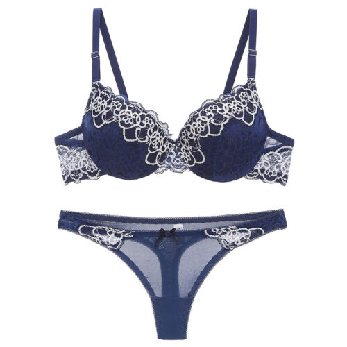 Sexy Embroidery Extreme Padded Push Up Underwear Set Thong Bra Bralette Lingerie - Picture 16 of 29