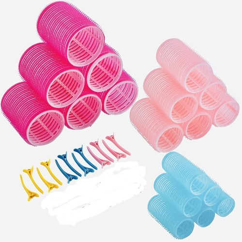 Hair Rollers Set (30Pcs) (6 Small, 6 Medium, 6 Large), 12 Duckbill Hair Clips - Picture 6 of 6