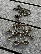 Studio Else & Paul  Bronze Pendant  Necklace Norway Norwegian vtg estate 2184