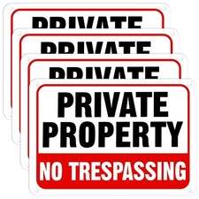 4 Pcs No Trespassing Signs Private Property Metal Reflective Aluminum No Tres...