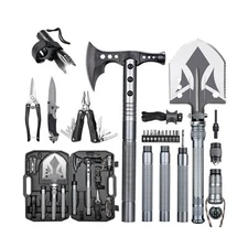 ZENHOSIT Camping Survival Shovel with Axe, Multifunctional Tactical Folding S...