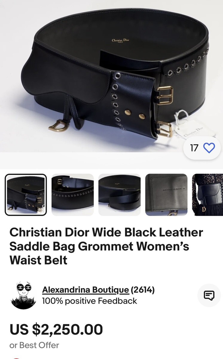 Stunning Authentic Christian Dior Black Leather Saddle Waist Stunning Authentic Christian Dior Black Leather Saddle Waist