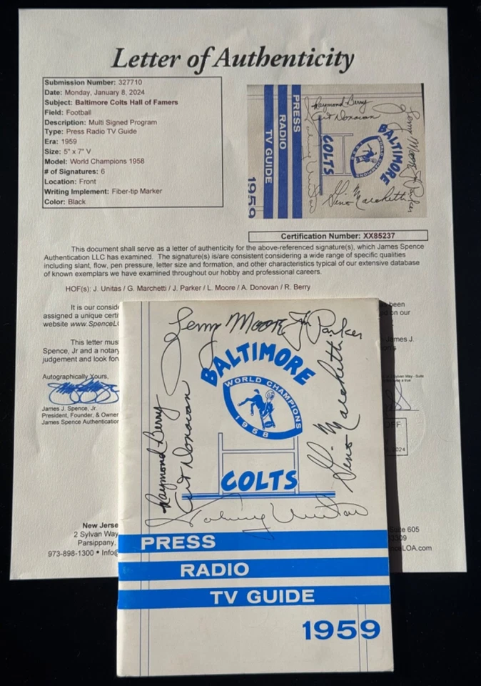 1959 Baltimore Colts "59 NFL Champions" Team Signed Program Auto Media Guide JSA - Image 2 of 4