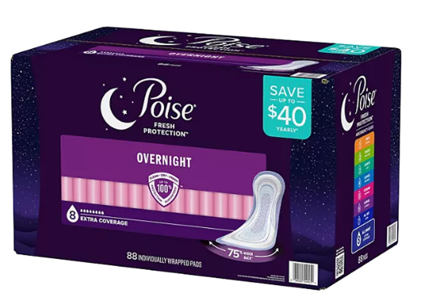 Almohadillas para incontinencia Poise y almohadillas para incontinencia posparto durante la noche 8 gotas 88 CT