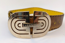 Versace Logo Buckle Leather Belt Fashion Accessory 28" Waist Size Small