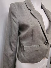 Grey H&M Cropped Blazer Smart UK Size 10 Lined One Button