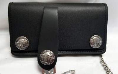 Buffalo Nickel Black Leather Trucker Wallet 6