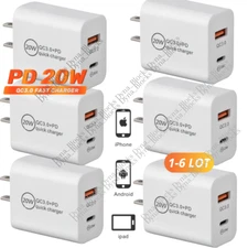 PD 20W USB-C Dual Port Adapter Wall Charger For iPhone 11 12 13 XR 16 X SAMSUNG