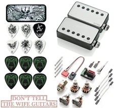 EMG JH SET JAMES HETFIELD BRUSHED CHROME STANDARD SPACED SHORT POTS +PICKS & TIN