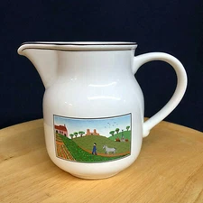 Villeroy & Boch "Design Naif" 16 Oz Pitcher  Man & Horse Donkey Farm Countryside