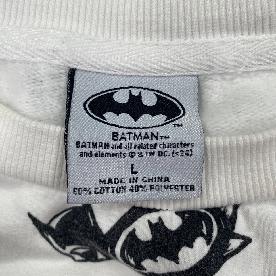 Sudadera pulóver de cuello redondo con estampado completo de Batman para mujer talla L blanca negra Foto 3 de 4