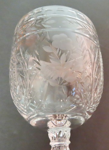 8-VASOS ANTIGUOS DE VINO/CÓCTEL DE CRISTAL BOHEMIO CORTADO A MANO - Imagen 8 de 11
