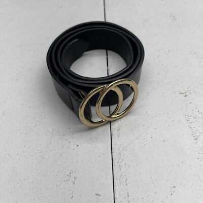 USED【AURALEE】DOUBLE RING BUCKLE BELT Udekit Black Faux Leather Gold Double O Ring Buckle Belt Women's