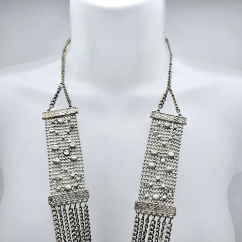 Kaskadierende Start- und Landebahn Halskette Vintage Elegant Glam Strass Drapieren Kette Statement - Bild 2 von 10