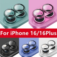 For iPhone 16/16 Plus Tempered Glass Metal Camera Lens Protector Full Cover  